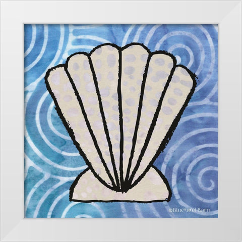 Whimsy Coastal Clam Shell White Modern Wood Framed Art Print by Bluebird Barn