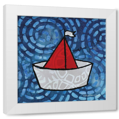 Whimsy Coastal Sailboat White Modern Wood Framed Art Print by Bluebird Barn