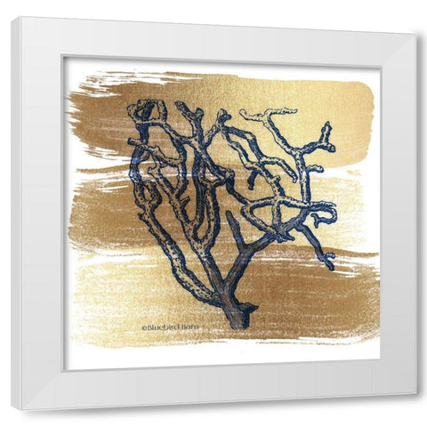 Brushed Gold Branch Coral White Modern Wood Framed Art Print by Bluebird Barn