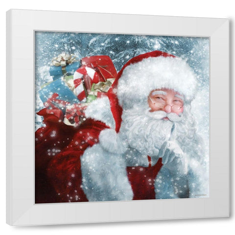 Santa Presents White Modern Wood Framed Art Print by Bluebird Barn