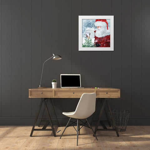 Santa Tree Star White Modern Wood Framed Art Print by Bluebird Barn