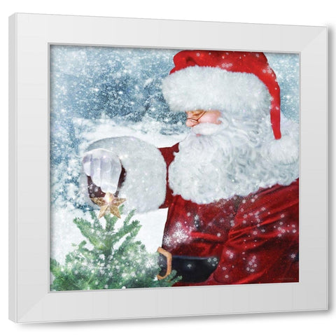 Santa Tree Star White Modern Wood Framed Art Print by Bluebird Barn