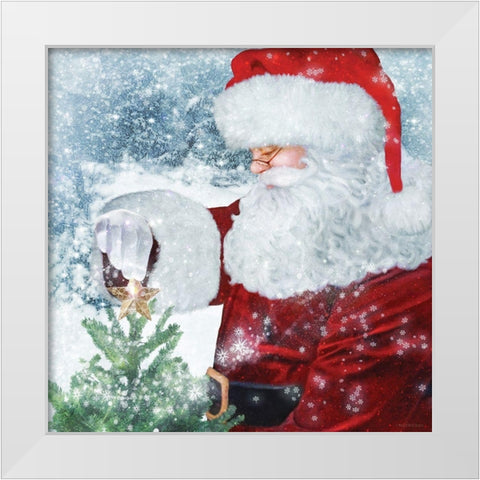 Santa Tree Star White Modern Wood Framed Art Print by Bluebird Barn