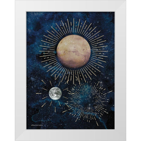 Gold Celestial Rays I White Modern Wood Framed Art Print by Bluebird Barn