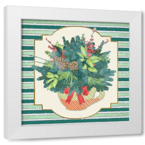 Evergreen Centerpiece II White Modern Wood Framed Art Print by Bluebird Barn