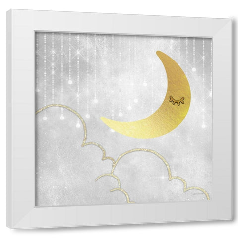 Gold Moon White Modern Wood Framed Art Print by Bluebird Barn