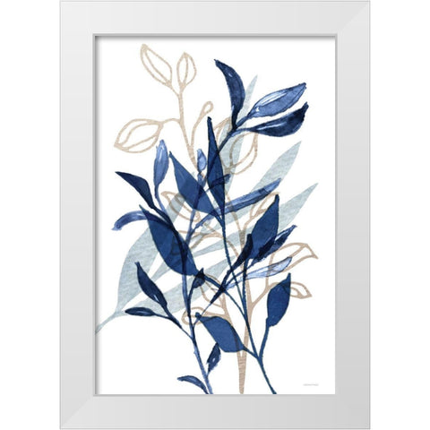 Botanical Blues I White Modern Wood Framed Art Print by Bluebird Barn