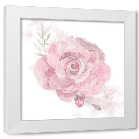 Cottage Rose White Modern Wood Framed Art Print by Bluebird Barn