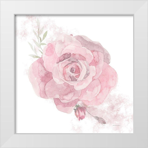 Cottage Rose White Modern Wood Framed Art Print by Bluebird Barn