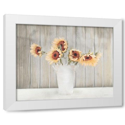 Country Sunflower Vase White Modern Wood Framed Art Print by Bluebird Barn