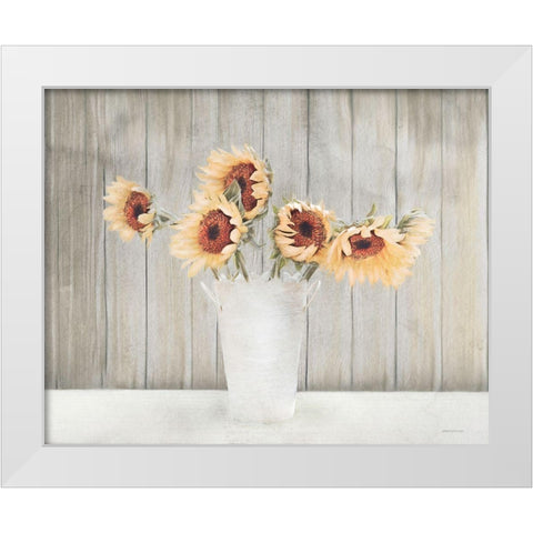 Country Sunflower Vase White Modern Wood Framed Art Print by Bluebird Barn