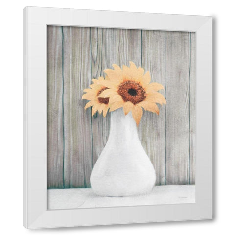 Farmhouse Sunflowers White Modern Wood Framed Art Print by Bluebird Barn