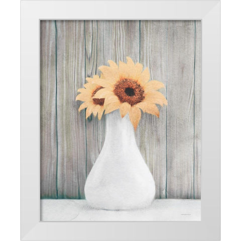 Farmhouse Sunflowers White Modern Wood Framed Art Print by Bluebird Barn