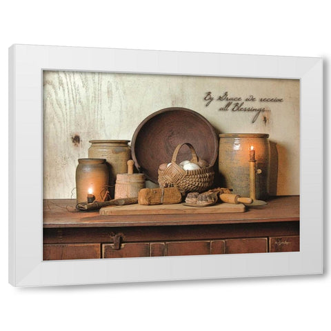 By Grace White Modern Wood Framed Art Print by Boyer, Susie