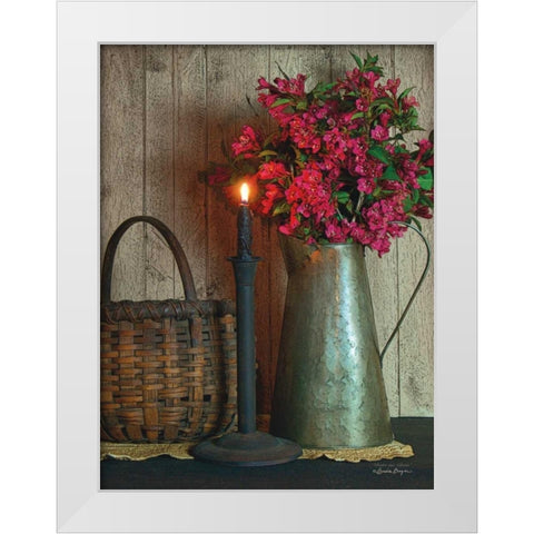 Basket and Blossoms White Modern Wood Framed Art Print by Boyer, Susie
