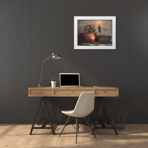 The Red Basket White Modern Wood Framed Art Print by Boyer, Susie