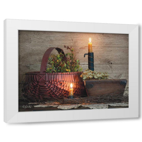 The Red Basket White Modern Wood Framed Art Print by Boyer, Susie