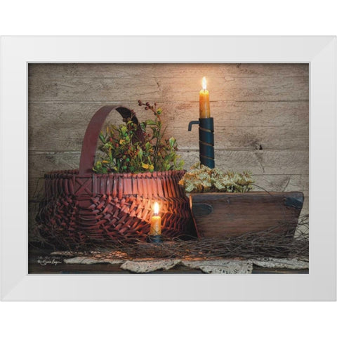 The Red Basket White Modern Wood Framed Art Print by Boyer, Susie