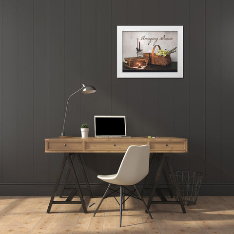 Amazing Grace White Modern Wood Framed Art Print by Boyer, Susie