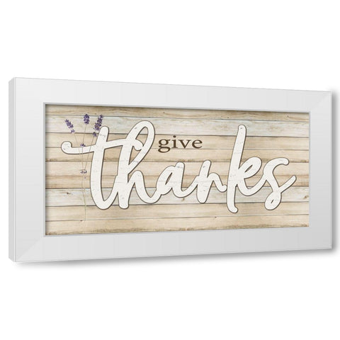 Give Thanks White Modern Wood Framed Art Print by Boyer, Susie