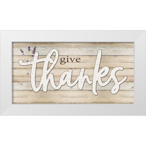 Give Thanks White Modern Wood Framed Art Print by Boyer, Susie