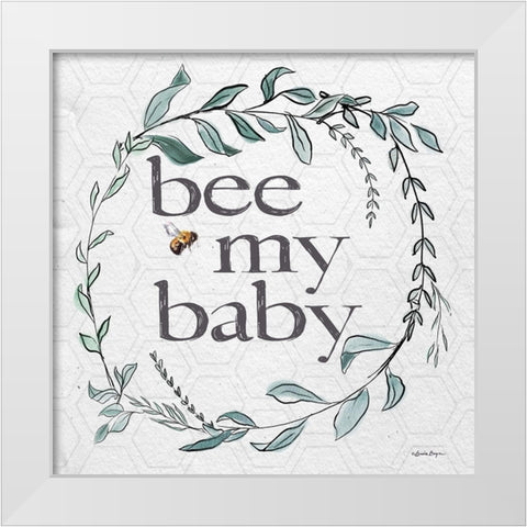 Bee My Baby White Modern Wood Framed Art Print by Boyer, Susie