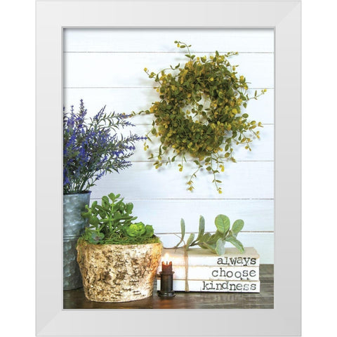 Always Choose Kindness White Modern Wood Framed Art Print by Boyer, Susie