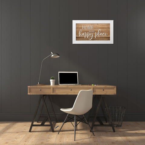Home is My Happy Place White Modern Wood Framed Art Print by Boyer, Susie