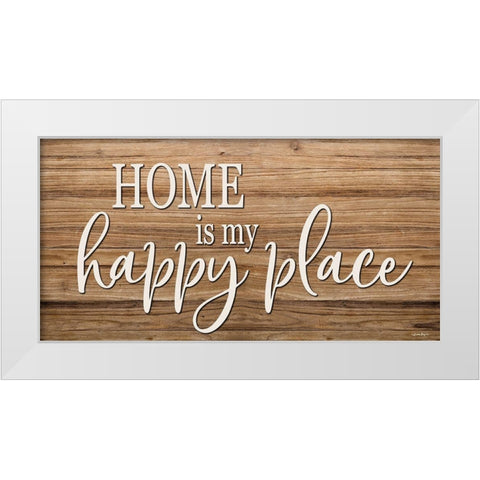 Home is My Happy Place White Modern Wood Framed Art Print by Boyer, Susie