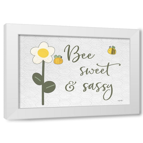 Bee Sweet And Sassy White Modern Wood Framed Art Print by Boyer, Susie