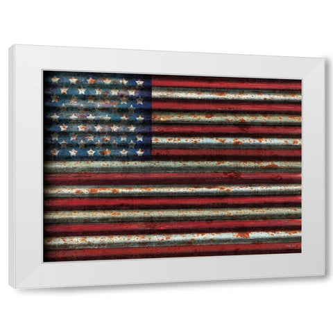 American Flag White Modern Wood Framed Art Print by Jacobs, Cindy