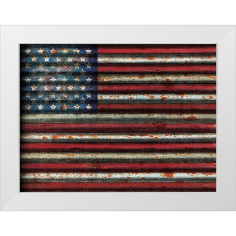 American Flag White Modern Wood Framed Art Print by Jacobs, Cindy