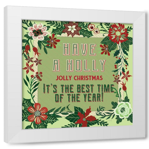 Nostalgic Holly Jolly Christmas White Modern Wood Framed Art Print by Jacobs, Cindy