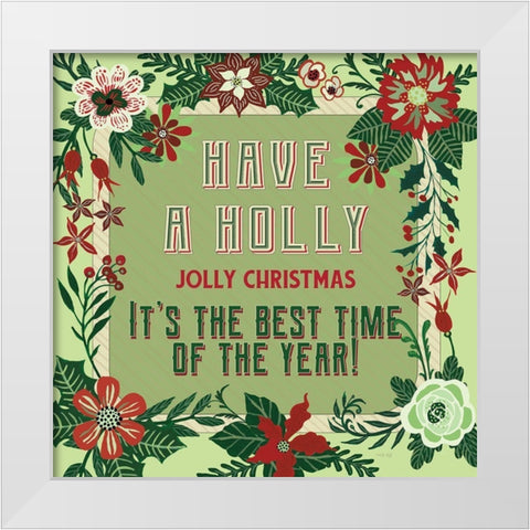 Nostalgic Holly Jolly Christmas White Modern Wood Framed Art Print by Jacobs, Cindy