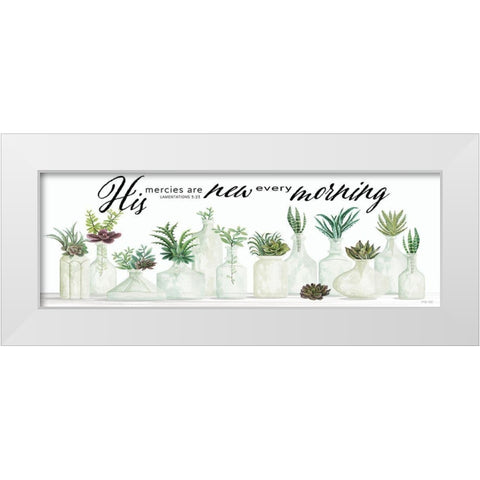 His Mercies are New Every Morning White Modern Wood Framed Art Print by Jacobs, Cindy