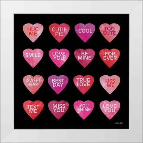 Be Mine Hearts II White Modern Wood Framed Art Print by Jacobs, Cindy