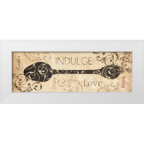 Indulge White Modern Wood Framed Art Print by Dee Dee