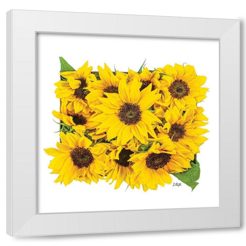 Sunflower Bouquet White Modern Wood Framed Art Print by Quillen, Donnie