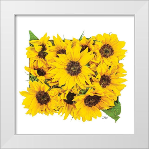 Sunflower Bouquet White Modern Wood Framed Art Print by Quillen, Donnie