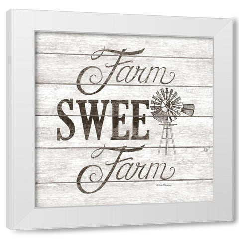 Farm Sweet Farm White Modern Wood Framed Art Print by Strain, Deb