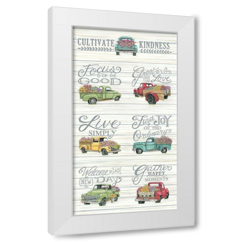 Cultivate Kindness White Modern Wood Framed Art Print by Strain, Deb