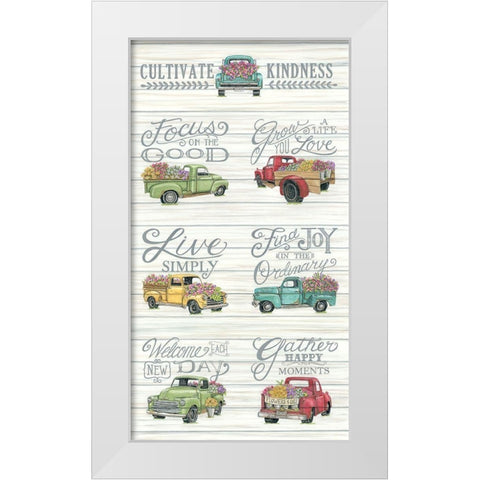 Cultivate Kindness White Modern Wood Framed Art Print by Strain, Deb
