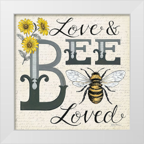 Love And Bee Loved White Modern Wood Framed Art Print by Strain, Deb