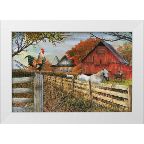 Standing Guard Rooster White Modern Wood Framed Art Print by Wargo, Ed