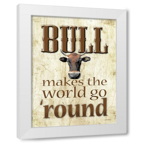 Bull Makes the World Go Round White Modern Wood Framed Art Print by Wargo, Ed
