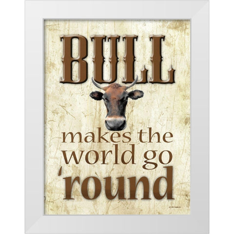 Bull Makes the World Go Round White Modern Wood Framed Art Print by Wargo, Ed