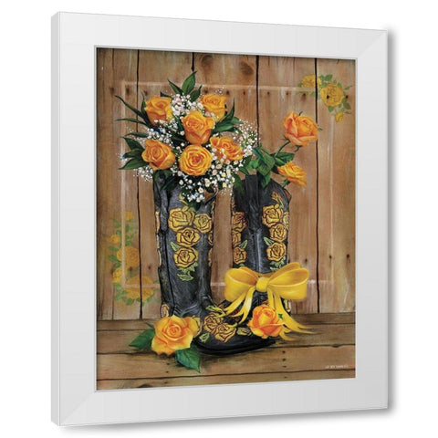Rosey Cowboy Boots II White Modern Wood Framed Art Print by Wargo, Ed
