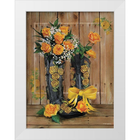 Rosey Cowboy Boots II White Modern Wood Framed Art Print by Wargo, Ed