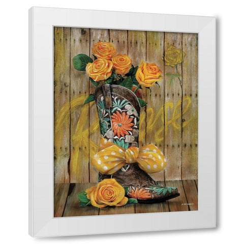 Rosey Cowboy Boots I White Modern Wood Framed Art Print by Wargo, Ed