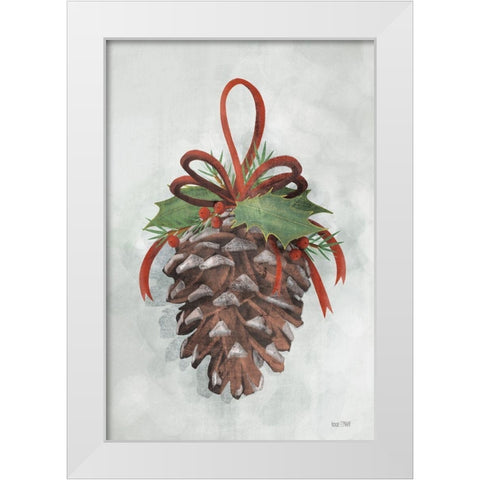 Holly Pinecone White Modern Wood Framed Art Print by House Fenway